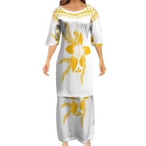 Conjunto de Dos Piezas para Mujer, Talla Grande, con Estampado Tribal Samoano Tapa Puletasi Tatau, Manga Larga - Product Image 3