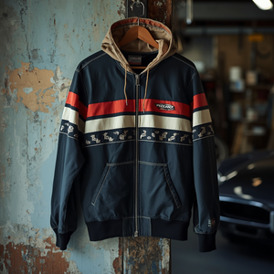 Sudadera con Capucha Estilo Vintage Racing, Algodón Lavado, Oversize, Streetwear, OEM - Product Image 3