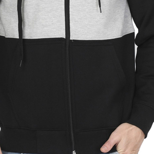 เสื้อฮู้ดซิปผู้ชายผ้าฝ้ายสีเทาระบายอากาศดี สไตล์สตรีทแวร์ลำลองแบบมืออาชีพ ดีไซน์ใหม่แบบคัลเลอร์บล็อก - Product Image 2