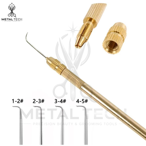 Kit de 4 aiguilles de ventilation en laiton avec crochets en acier et bonnets en filet pour la confection professionnelle de perruques Lace Frontal et de toupets - Product Image 2
