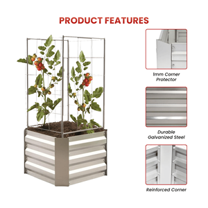 Bac de jardin en métal galvanisé surélevé pour légumes, jardinière extérieure en acier GB025 - Product Image 3