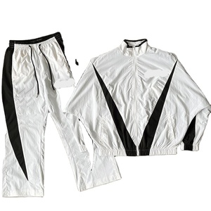 Oem Custom Logo Blank Two Piece Nylon <b>Set's</b> Sublimation Polyester Vintage Streetwear Zip up Windbreaker <b>Set</b> Tracksuit for Men - Product Image 1