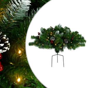 Sapin de Noël artificiel pré-éclairé en PVC vert de 15,7 pouces pour allée - Product Image 1