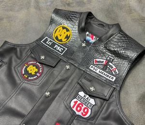 เสื้อกั๊กมอเตอร์ไซค์สไตล์คลับพร้อมดีไซน์เย็บลายรังผึ้ง - Product Image 2