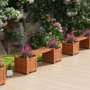 Macetas Pequeñas de Madera Maciza para Exteriores con Banco para Decoración de Patio - Product Image 4