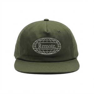 Custom Embroidery Logo 5 Panel Snapback Cap Plain Olive Green <b>Flat</b> Brim Cotton Baseball <b>Hat</b> Wholesale - Product Image 4
