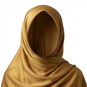 Hiyab de poliéster de color sólido para mujer, tela satinada transpirable, pañuelo islámico para uso diario. - Product Image 1