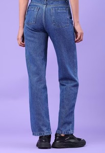 Jean en denim noir déchiré aux genoux, coupe ajustée, éco-responsable, style vintage, coupe classique pour femme - Product Image 3