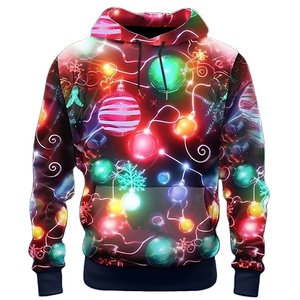 เสื้อผ้าผู้ชายมีฮู้ดแขนยาวแบบสวมหัวเสื้อสเวตเตอร์พิมพ์ลาย3D ไฟต้นไม้ขนมปังขิงเสื้อมีฮู้ดแฟชั่นตลก - Product Image 5