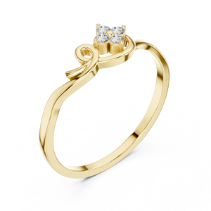 Anillo apilable de oro macizo de 14k para mujer, con diamante clásico de corte redondo, minimalista, para regalo, compromiso, aniversario, boda - Product Image 3