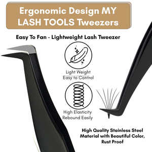 Pince à épiler pour extension de cils pince à épiler pour extension de cils pointes droites et incurvées en fibre en acier inoxydable - Product Image 3