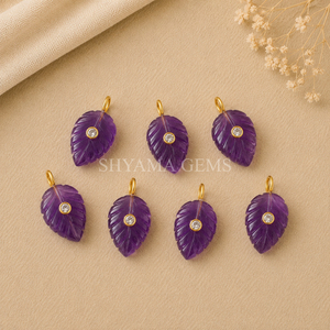 <b>Amethyst</b> Leaf Inlay <b>Pendant</b> 14x10mm Purple Gemstone Leaf Shape Loose Stone Jewelry Making Necklace Craft Supply - Product Image 4