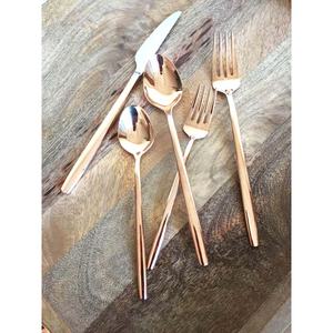Beautiful Rose Gold Polished Round Handle Flatware <b>Cutlery</b> <b>Set</b> Dinnerware Knife Spoons and Fork <b>Cutlery</b> <b>Set</b> - Product Image 1