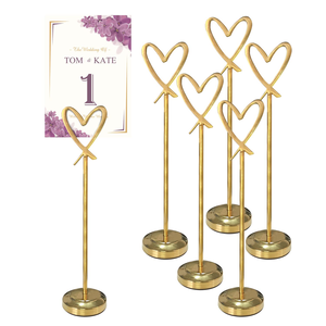 Metal Place <b>Card</b> Holder Gold Polished <b>Table</b> <b>Card</b> Picture Stands With Wood Base Mini Place <b>Card</b> Photo Holder - Product Image 6
