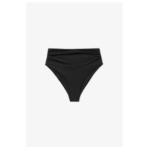 Braguita de Bikini Negra de Cintura Alta para Mujer, Sexy, Elástica, de Color Sólido, Tejida en Spandex y Nailon - Product Image 1