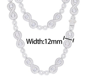 Collar de Cadena con Eslabones de Corazón Infinito de Plata 925 con Moissanita para Hombre, Joyería de Lujo con Incrustaciones, Collar de Moda Elegante y Brillante - Product Image 6