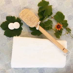 Brosses de bain naturelles compostables pour les soins de la peau du corps, ensemble de brosses en éponge luffa biodégradable - Product Image 3