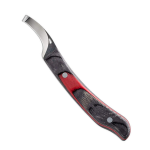 Couteau à sabots vétérinaire professionnel en acier inoxydable de haute qualité, manche noir et rouge, outil de fermeur pour l'entretien et la coupe des sabots de chèvre et de cheval - Product Image 1