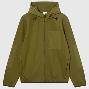 Sweat à capuche zippé de haute qualité, épais, à épaules tombantes, en jersey tricoté écologique polyester/coton, avec poche latérale pour homme - Product Image 6