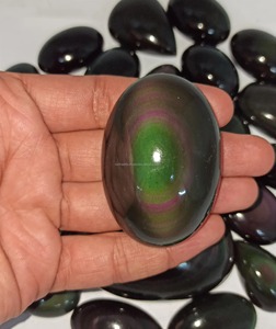 Natural <b>Rainbow</b> Obsidian Loose Gemstone Both Side Polished Handmade Obsidian Cabochon Healing Obsidian Crystal for Jewelry - Product Image 5
