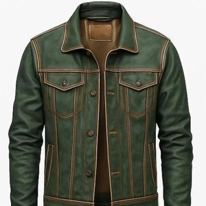 Chaqueta de cuero de alta calidad para hombre, estilo clásico de motociclista, estilo urbano premium. - Product Image 5
