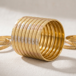 Pulseras Étnicas de Aleación de Cobre Tricolor ORO-Z, Brazalete de Alta Calidad con Patrón de Ondas Grabado, Joyería para Mujer para Fiestas - Product Image 3