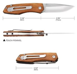 Couteau de poche pliant en acier Damas, professionnel, pour le camping en plein air, manche en bois, nouveau design 2026, couteaux de poche en vente - Product Image 3