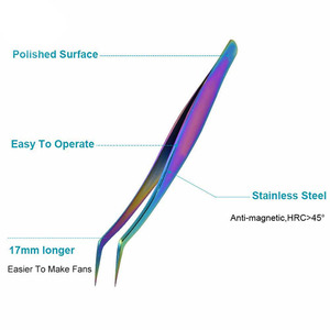 Stainless Steel Eyelash Extension Tweezers Anti-magnetic Anti-static Durable Precision Volume <b>Lash</b> Gold Eyebrow Curved Straight - Product Image 4