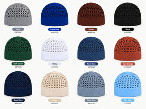 Chapeaux Kufi en maille respirante pour hommes – Bonnets tricotés décontractés été et hiver avec bande côtelée 100 % coton, broderie main pour l'extérieur - Product Image 6