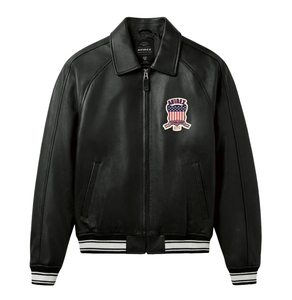 Custom London Icon Leather Bomber <b>Jacket</b> for <b>Men</b> | Premium Cowhide Leather Varsity <b>Jacket</b> | Embroidered Streetwear Flight <b>Jacket</b> - Product Image 2