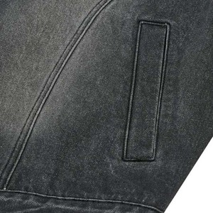 Chaqueta de Mezclilla Lavada para Hombre, Color Sólido, Cuello Camisero, Cierre de Cremallera, Estilo Casual Otoñal, Corte Regular, 100% Algodón Tejido - Product Image 3
