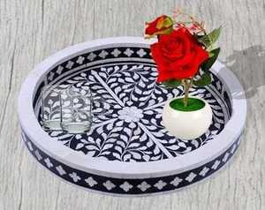 Luxury Geometric/Mosaic Bone Inlay Resin/Wood Base <b>Square</b> Serving Tray Ottoman <b>Coffee</b> <b>Table</b> | Handmade Eco-Friendly Decorative - Product Image 3