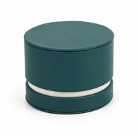 Coffret à bijoux rond bleu sarcelle avec présentoir pour bagues et colliers, pendentif en argent avec pierre rose, intérieur en velours, coffret cadeau de mariage