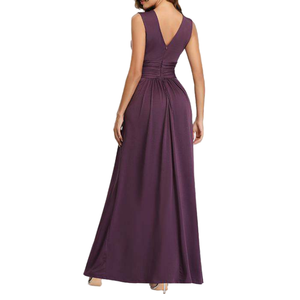 Robe de soirée élégante sur mesure en jersey et mousseline, longue, pour demoiselle d'honneur, grande taille, pour femme, robe de mariée respirante et modeste avec fente - Product Image 4