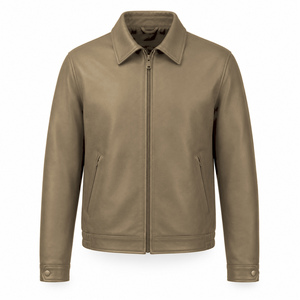 Veste en cuir pour homme, vêtement d'extérieur tendance avec col montant, fermeture éclair intégrale, construction en cuir de qualité supérieure pour un style décontracté moderne - Product Image 1