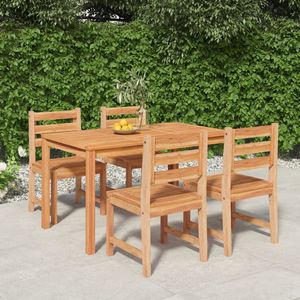 Set da pranzo con Patio in legno massello Teak da 5 pezzi per uso giardino - Product Image 1