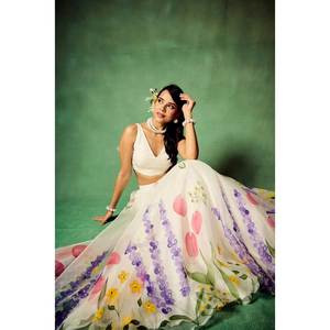 Designer imprimé fleuri Lehenga Choli belle fête porter des robes de bal - Product Image 2