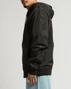 Veste bomber à capuche noire pour homme, matière polyester, coupe classique, couleur unie - Product Image 3