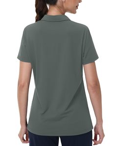 Chemise de tennis et de golf pour femmes, manches courtes, col polo, séchage rapide, protection solaire, haut de sport, fournisseur en gros - Product Image 2