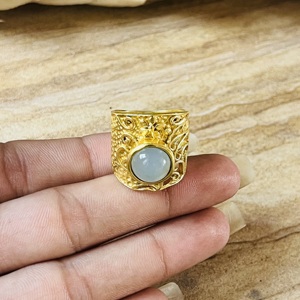 Latest High Demanding Filigree Texture <b>Ring</b> Moonstone Brass 18k Gold Plated <b>Ring</b> <b>Chunky</b> Boho Statement Women Wholesale <b>Ring</b> - Product Image 2