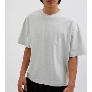 เสื้อยืดทรงบ็อกซ์สีขาวล้วนสำหรับผู้ชาย แบบเรียบง่าย ไซส์ใหญ่พิเศษ น้ำหนัก 250 กรัม ผ้าฝ้าย 100% ทรงบ็อกซ์ฟิตแบบครอป - Product Image 3