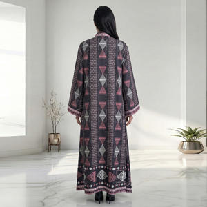Abaya Moderna Americana con Estampado Crepé para Mujer, Estilo Árabe con Frente Abierto, Cardigan Largo, Atuendo Islámico Modesto - Product Image 3