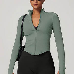 Veste de yoga légère pour femme, tissu extensible respirant, coupe ajustée, fermeture éclair intégrale, veste de sport pour la salle de sport et les entraînements - Product Image 1