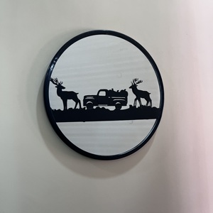 Espejo de Pared Moderno de Hierro con Diseño de Ciervo y Jeep, Espejo Redondo Decorativo para Sala de Estar, Dormitorio, Decoración de Hotel - Product Image 4