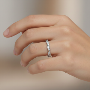 เครื่องประดับเงินแท้ 925 ชุบโรเดียม ประดับเพชรซิคอน แหวนหมั้นแบบเกลียว - ของขวัญสุดหรูสำหรับงานแต่งงานและวันครบรอบ - Product Image 2