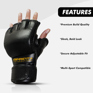 Guantes de Boxeo MMA Personalizados para Clubes y Equipos, Color Negro, Medios Dedos, Palma Transpirable, Protección UV, Cierre de Gancho y Bucle Ligero - Product Image 4