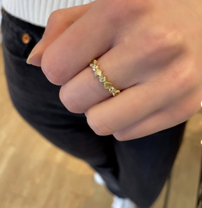 Anillo de Oro de 14K con Diamantes en Forma de Concha de Vieira, 0.19ctw, Bisel Redondo, Diamante Cultivado en Laboratorio, Anillo de Boda, Anillo Apilable con Diseño Náutico Costero - Product Image 3
