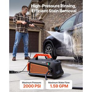 Idropulitrice Elettrica Portatile 2000 PSI Max 1.59 GPM Max 4 Ugelli Integrati con Asta di Prolunga in Metallo per Pulizia ad Alta Pressione - Product Image 2