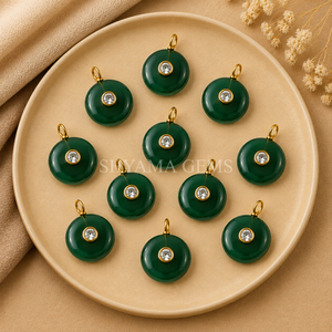 Ónix verde redondo de 15 mm, cabujón de piedra preciosa, cuentas sueltas para fabricación de joyas, colgantes, suministros de artesanía, componentes al por mayor - Product Image 2