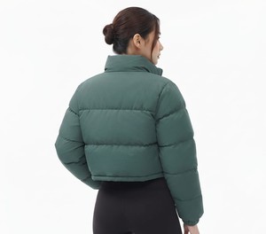 Women's Casual <b>Cropped</b> Winter <b>Puffer</b> <b>Jacket</b> Warm Padded Full Sleeves Quilted Outerwear Wholesale Manufacturer - Product Image 4